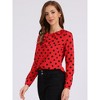 Allegra K Women's 1950s Vintage Ruffle Neck Long Sleeve Dots Chiffon Blouse - 2 of 4