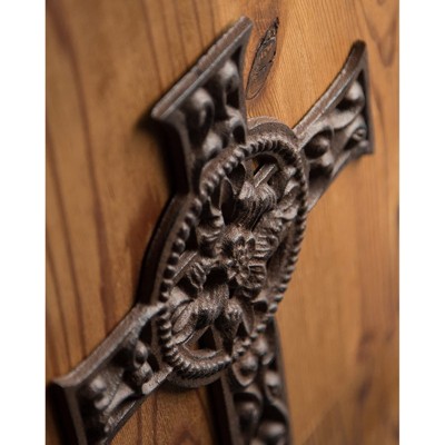 Dark Bronze Wrought Iron Celtic Wall Cross Decor