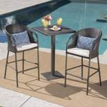 Dominica 3pc Square Wicker Outdoor Patio Bar Set - Brown - Christopher Knight Home