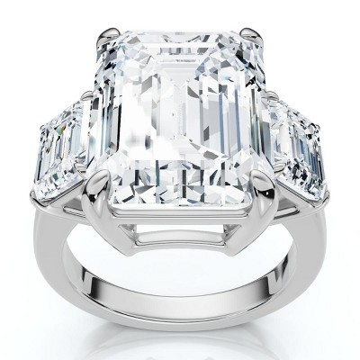 Pompeii3 Certified 12Ct Emerald Cut Diamond Engagement Ring 14k Gold/Platinum Lab Created