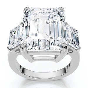 Pompeii3 Certified 12Ct Emerald Cut Diamond Engagement Ring 14k Gold/Platinum Lab Created - 1 of 4