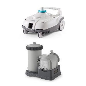 Intex ZX100 Automatic Pressure Side Above Ground Swimming Pool Cleaner with Hose, Converter, and 28633EG 2500-GPH Cartridge Filter Pump System - 1 of 4