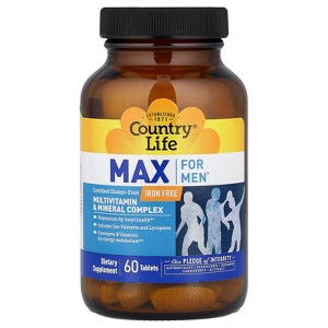 Country Life Max for Men®, Multivitamin & Mineral Complex, Iron Free, 60 Tablets - 1 of 4