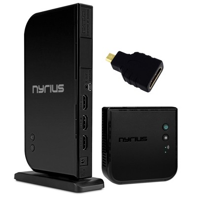 Nyrius ARIES Home+ Wireless HDMI 2x Input Transmitter & Receiver for Streaming HD 1080p 3D Video and Digital Audio - Black