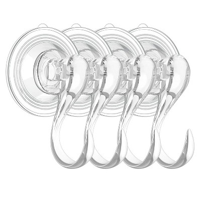 LunaLulinlk 4 Pcs Suction Cup Hooks, Small Clear Heavy Duty Vacuum Suction Hooks Window Glass Door Suction Hangers Reusable Suction Cup Holders