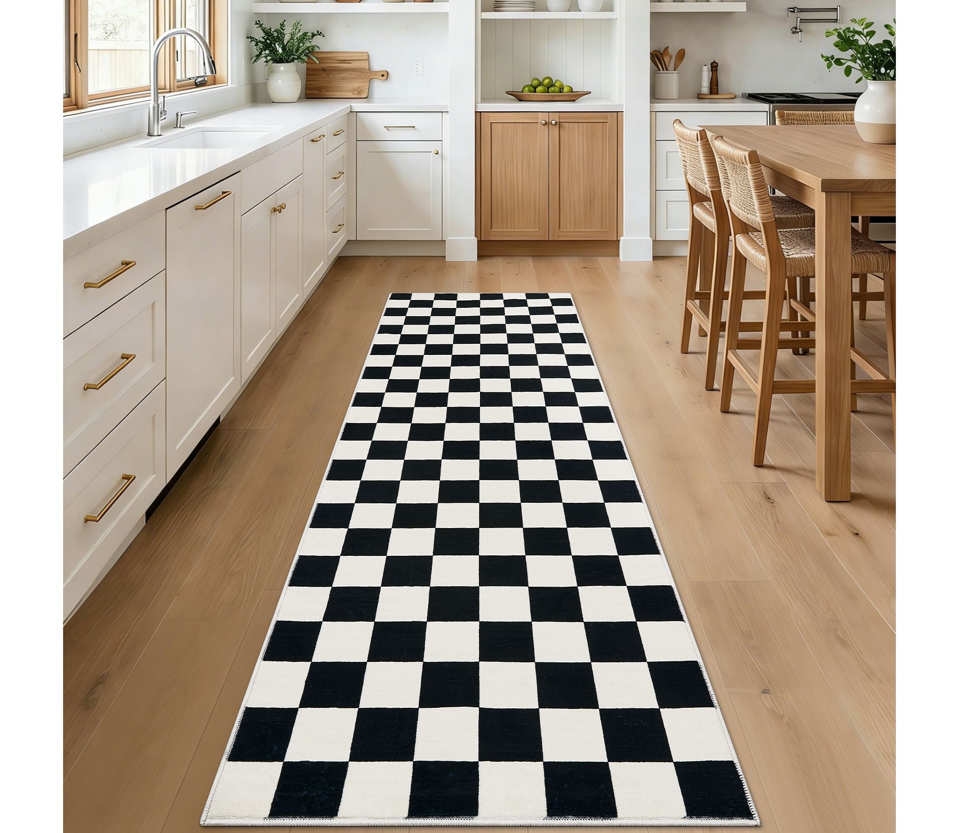 Plaid Washable Area Rug - Low Pile, Stain-Resistant, Non-Slip TPR Backing Indoor Carpet for Bedroom, Living Room, Dining Room