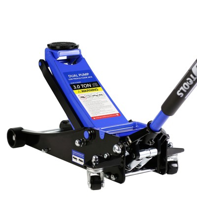 VisioGear 3 Ton Low Profile Floor Jack, Racing Floor Jack with Dual Pistons Quick Lift Pump, Hydraulic Floor Jack Lifting, Black&Blue,
