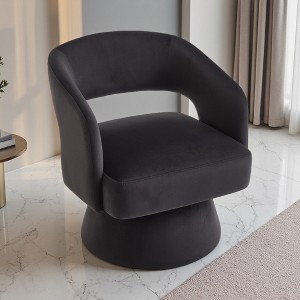 Velvet Swivel Barrel Chair, 360-degree Rotation Accent Armchair - 1 of 4