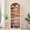 Lirago,8-Tier Arched Bookshelf – Two-Tone Wooden Display Unit with Dustproof Back – Versatile Storage for Living Room, Study & Kitchen - 2 of 4