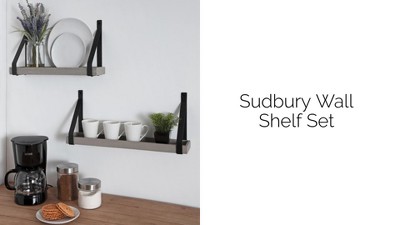 Rustic Brown Wood and Iron Floating Wall Shelf Set
