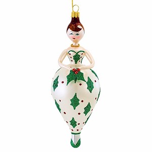 De Carlini Italian Ornaments 7.0 Inch Holly Winterdale Christmas Tree Ornament , Christmas Decor Retro Girl Mgd (1PC) - 1 of 4