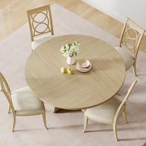 47Inch Round Farmhouse Dining Table,Wooden Kitchen Table Set for 4 to 6,Dinner Table with Wooden Top and Legs,Easy Assembly - 1 of 4