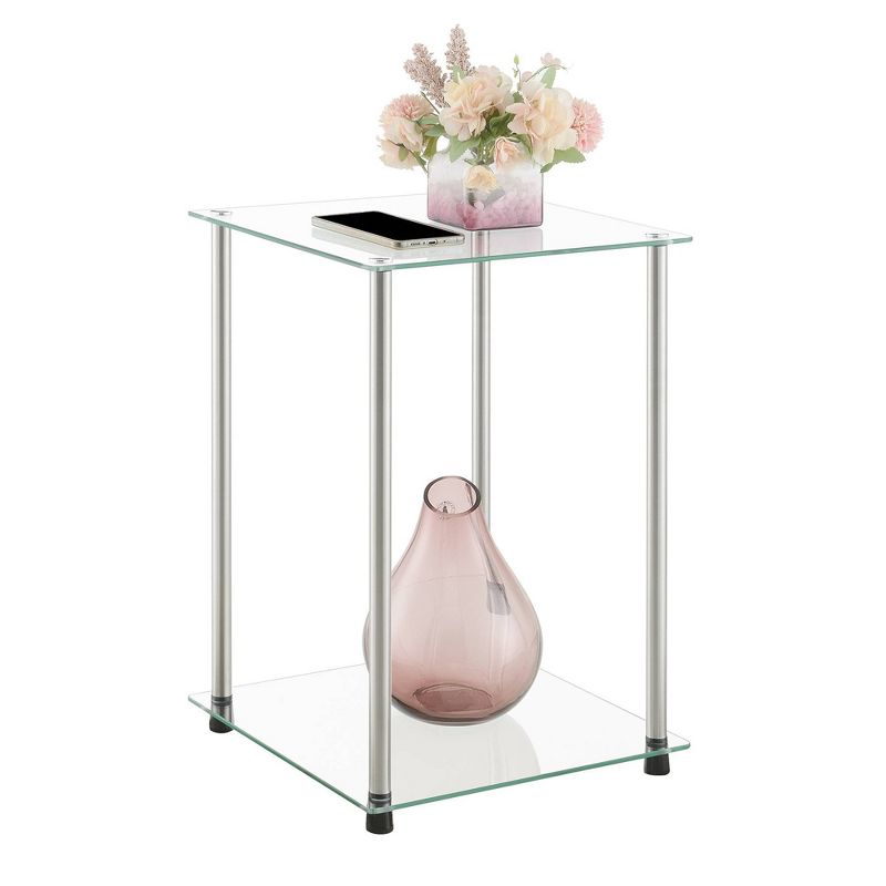 Breighton Home Designs2Go Classic Glass 2 Tier Square End Table Glass/Chrome, 3 of 6