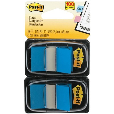 Post-it Flags in Dispenser, 1-3/4 x 1 Inch, Blue, 50 Flags per Dispenser, 2 Dispensers, pk of 100