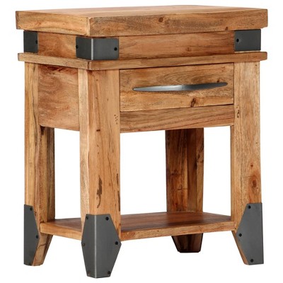 vidaXL Bedside Cabinet 15.7 in.x11.8 in.x20.1 in. Solid Acacia Wood