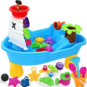 Joyfy Sand Water Table for Toddler, 25PCS Pirate Ship Water Table, Outdoor Beach Toys, Outdoor Summer Toys Backyard Activity for Kids 1-3 3-5 - 1 of 4