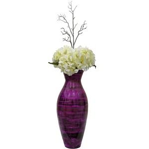 Uniquewise 20.5" Contemporary Bamboo Floor Flower Unique Shape Vase for Dining, Living Room, Entryway Decoration - 1 of 4