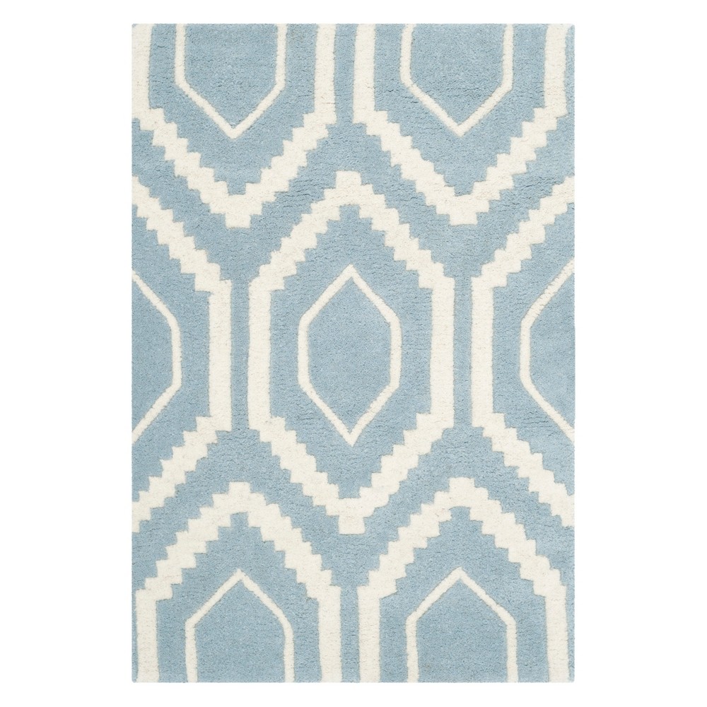 2'x3' Kay Geometric Tufted Accent Rug Blue/Ivory - Safavieh