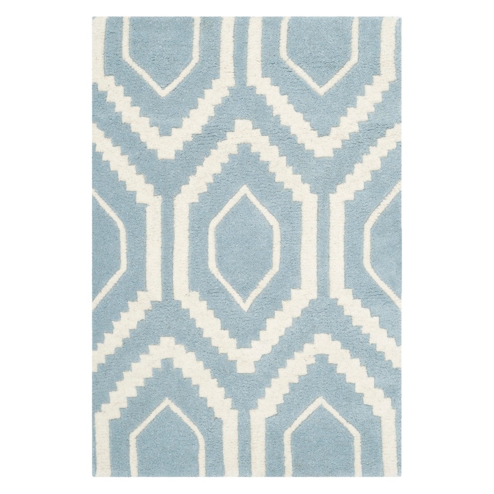 2'x3' Kay Geometric Tufted Accent Rug Blue/Ivory - Safavieh