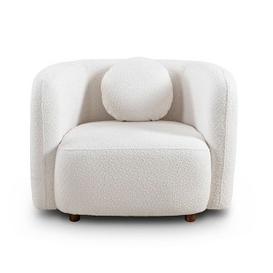 Lirago 39.37"W * 34.25"D * 28.35"H Japandi Style Accent Square Sofa Chair-Boucle Fabric Upholstered Minimalist White Cloud Couch for Living Room - 1 of 4