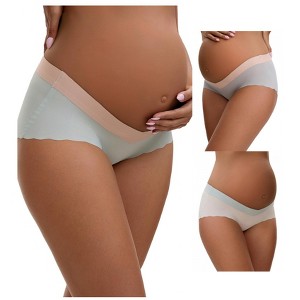 INSPIRE CHIC Women's Low Waist Ice Silk Briefs Pregnancy Under the Bump Underwear 3 Packs - 1 of 4