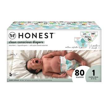 The Honest Company Clean Conscious Disposable Diapers Above It All & Barnyard Babies - Size 1 - 80ct