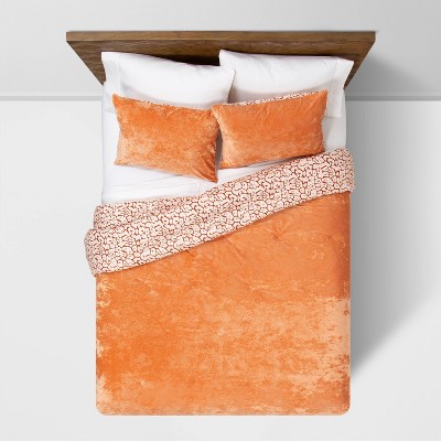 Rust Reversible Velvet Leopard Print T/XLT Comforter & Sham Set - Opalhouse™