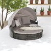 5-Piece Patio Wicker Daybed Set with Retractable Canopy, Storable Side Table, and Washable Cushions – Outdoor Furniture Set - 2 of 4