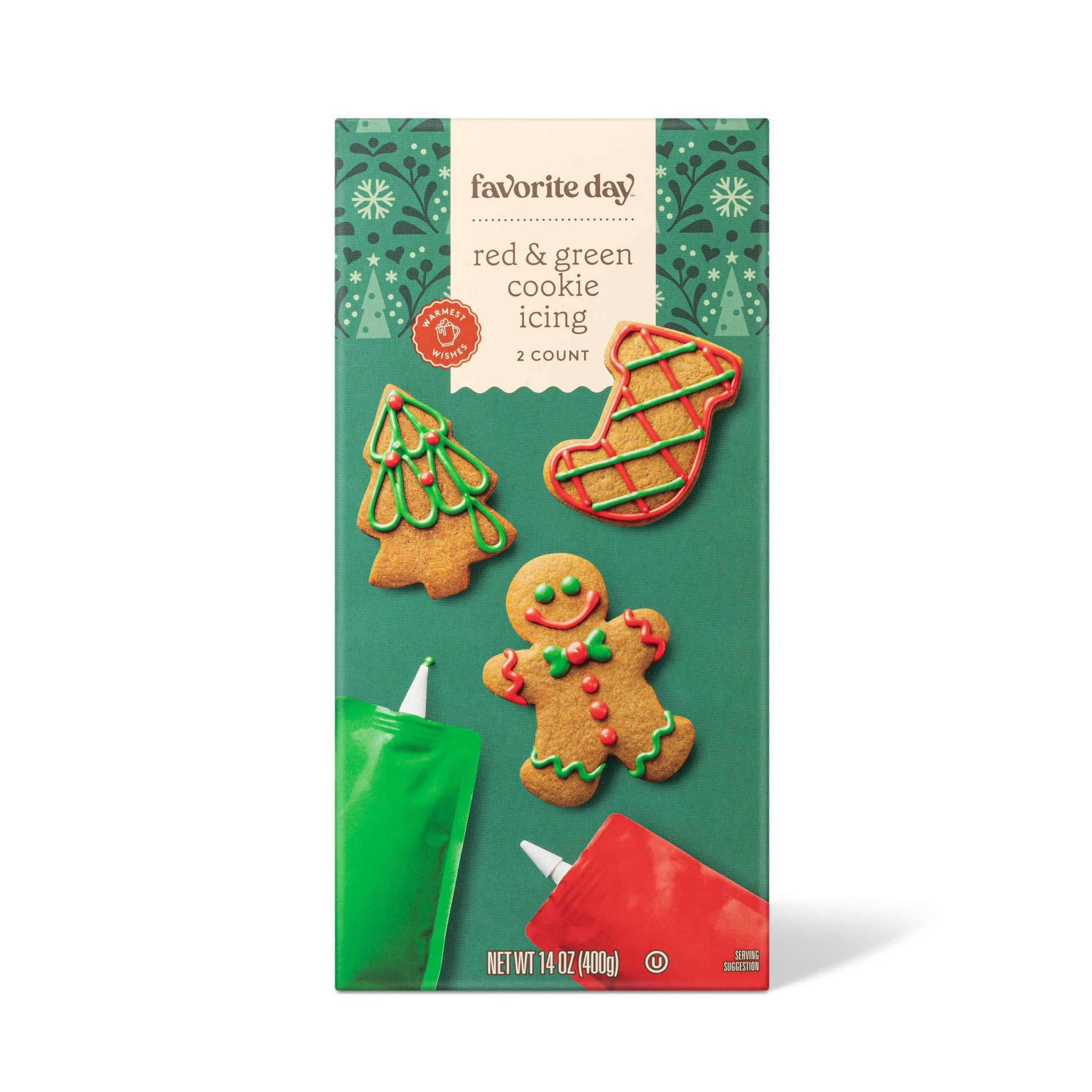 Holiday Red and Green Cookie Icing Set - 14oz - Favorite Day™