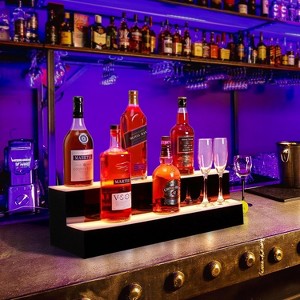 LED Juice Bottle Display Shelf with Remote & App Control, Single-Layer Acrylic Bar Shelf with Multicolor Lighting - 1 of 4