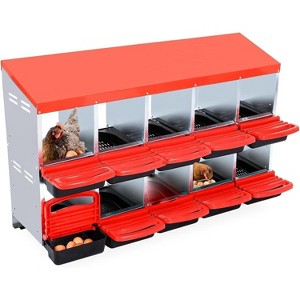 Chicken Nesting Boxes, Metal Egg Laying Box with Lid Cover to Protect Eggs, Rollout Egg Collection, Pull Out Design Easy Cleanable - 1 of 1