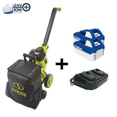 Sun Joe 48-Volt Cordless Garden Vacuum and Mulcher Kit with Batteries, Charger and Collapsible Handle, Mulches Leaves up to Their 1/15th Original Size