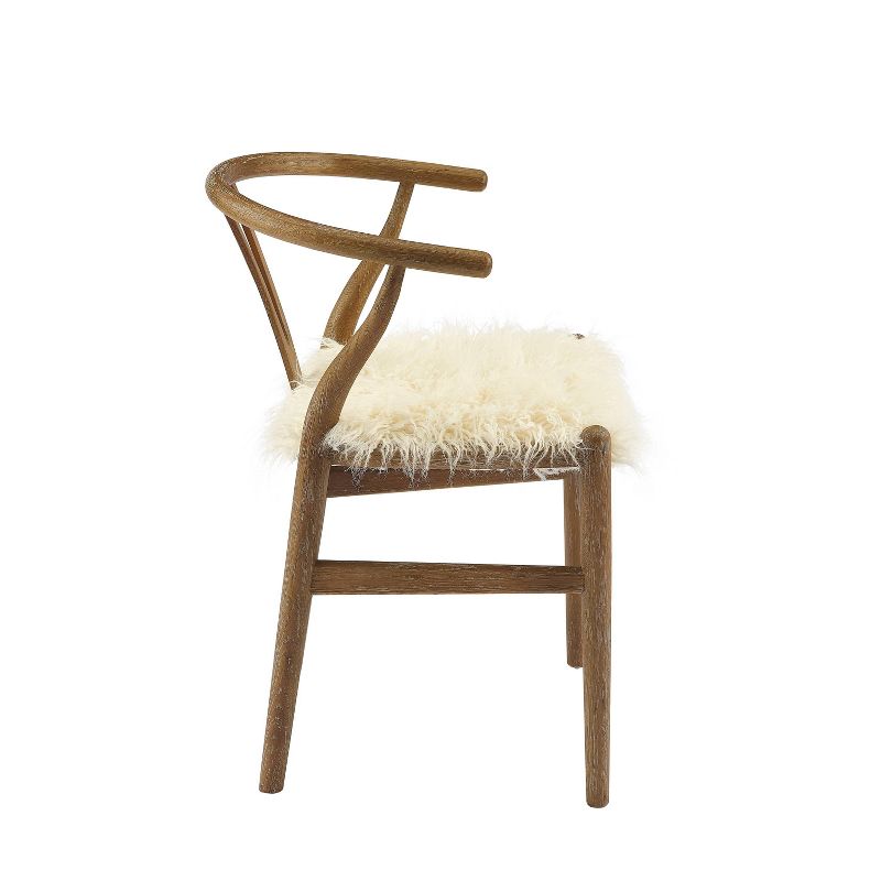 Ellis Mid-Century Wishbone Faux Fur Dining Chair White - Linon, 4 of 12