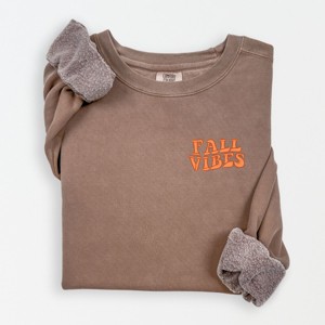 Simply Sage Market Embroidered Fall Vibes Retro Lightweight Garment Dyed Sweatshirt - 1 of 4