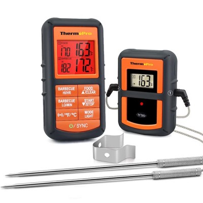 Thermopro Tp827bw Remote Meat Thermometer With Long Wireless Range And Dual  Stainless Steel Probes For Grilling Smoker Bbq Thermometer In Red : Target