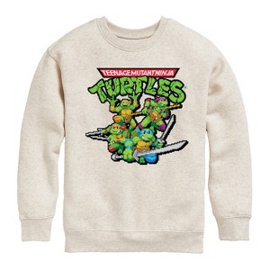 Boys' - Teenage Mutant Ninja Turtles - Gaming Group And Logo Graphic Long Sleeve Fleece Sweatshirt - 1 of 4