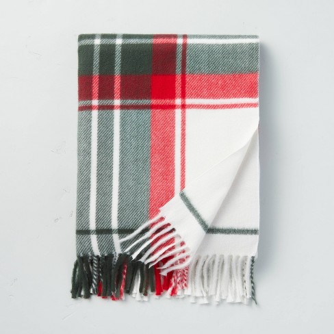 Holiday Plaid Fringe Throw Blanket Red/Green - Hearth & Hand™ with Magnolia - image 1 of 3