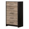 South Shore Londen 5 Drawer Chest Rubbed Black/Weathered Oak: Sturdy Metal Slides, Industrial Design, 5-Year Warranty - 2 of 4