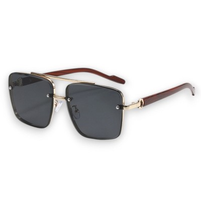 Anna-Kaci Men's Classic Versatile Imitation Wood Grain Leg Fashionable UV400 Sunglasses