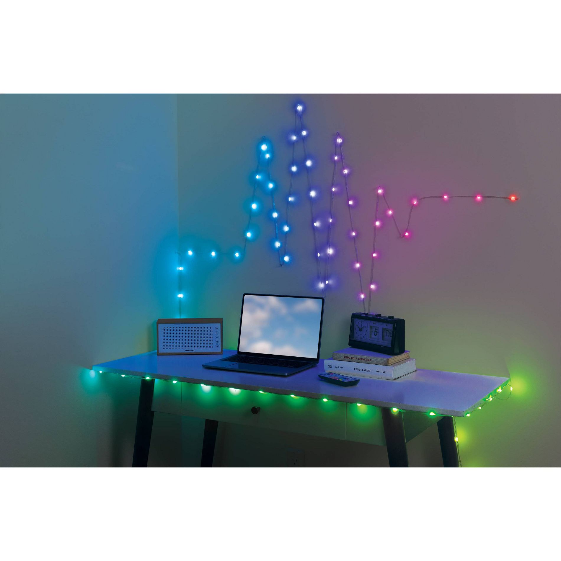 West & Arrow 30' Flexible Strand Dot Lights Sound Reactive with Remote Control USB Powered Red/Blue/Green