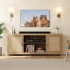 Rattan TV Stand for 65 Inch, Boho Entertainment Center with Storage and Doors, Wood TV & Media Console Under TV Cabinet - 2 of 4