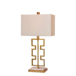 Stacked Modern Cut Out Antique Metal & Clear Acrylic Table Lamp Gold  - Fangio Lighting