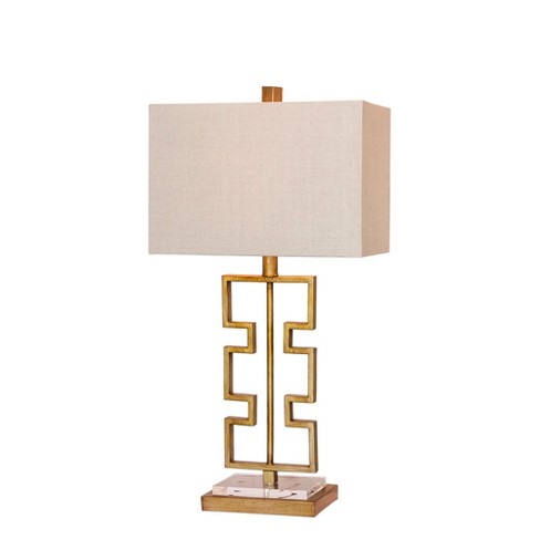 Stacked Modern Cut Out Antique Metal, Clear Acrylic Table Lamp
