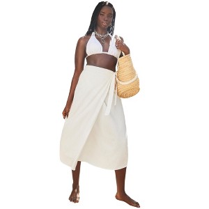Swimsuits for All Women's Crinkle Pleat Wrap Skirt Cover Up (Plus Sizes Available) - 1 of 4