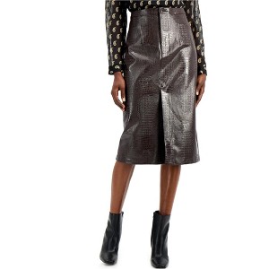 I.N.C International Concepts Womens Faux Leather Pencil Skirt, Brown, 4 - 1 of 1