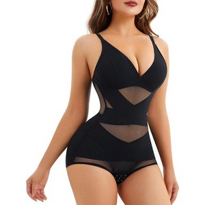 NEBILITY Neck Bra Bodysuit Shapewear for Women Tummy Control Waist Trainer Full Body Shaper Butt Lifter Briefs Jumpsuit Tops - 1 of 4