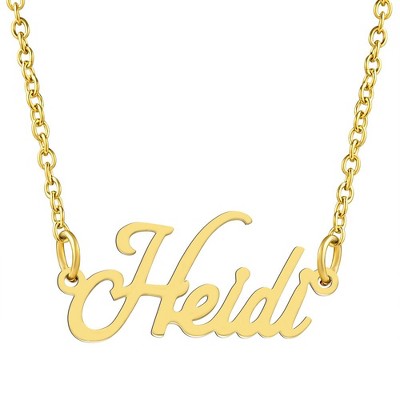KISPER 18K Gold Plated Stainless Steel Personalized Name Pendant Necklace