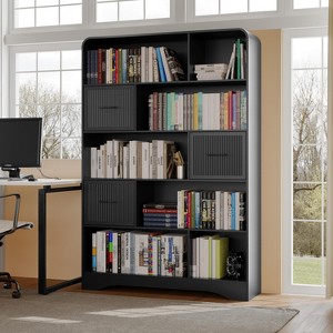 SOLACE FURNITURE 70" Tall Bookshelf with with 3 Bins Storage, 48" Wide Modern 5 Tier Bookcase for Living Room,Office - 1 of 4
