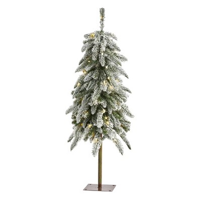 3.5ft Nearly Natural Pre-Lit LED Flocked Washington Alpine Artificial Christmas Tree Warm White Lights