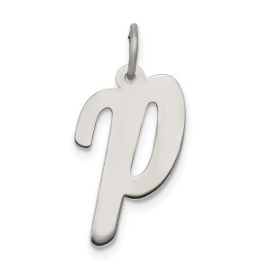 Black Bow Jewelry Sterling Silver Madison Collection LG Classic Script Initial P Pendant - 1 of 4